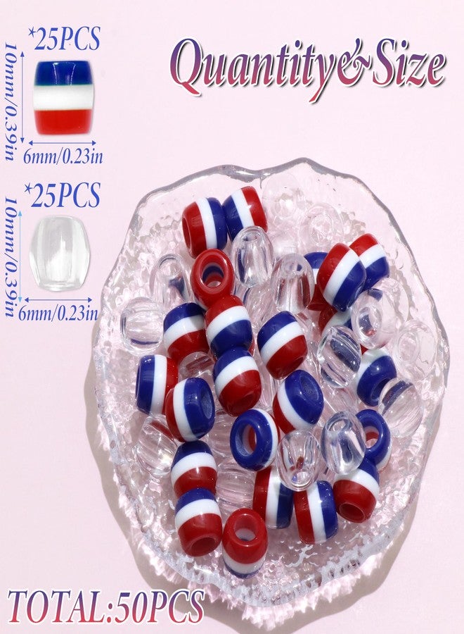 VENOFEN Stripe Hair Beads for Kids Girls 4th of July Loc Dreadlock Accessories Clear Round Beads Cute Acrylic Hair Jewelry Braids Decoration - Image 4